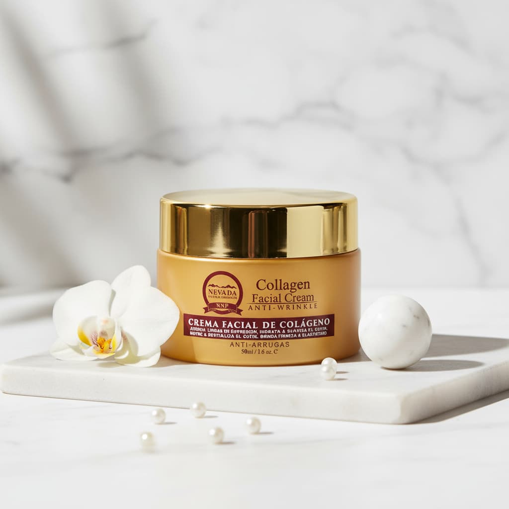 Crema facial colágeno antiarrugas Mishel Colección envase frontal